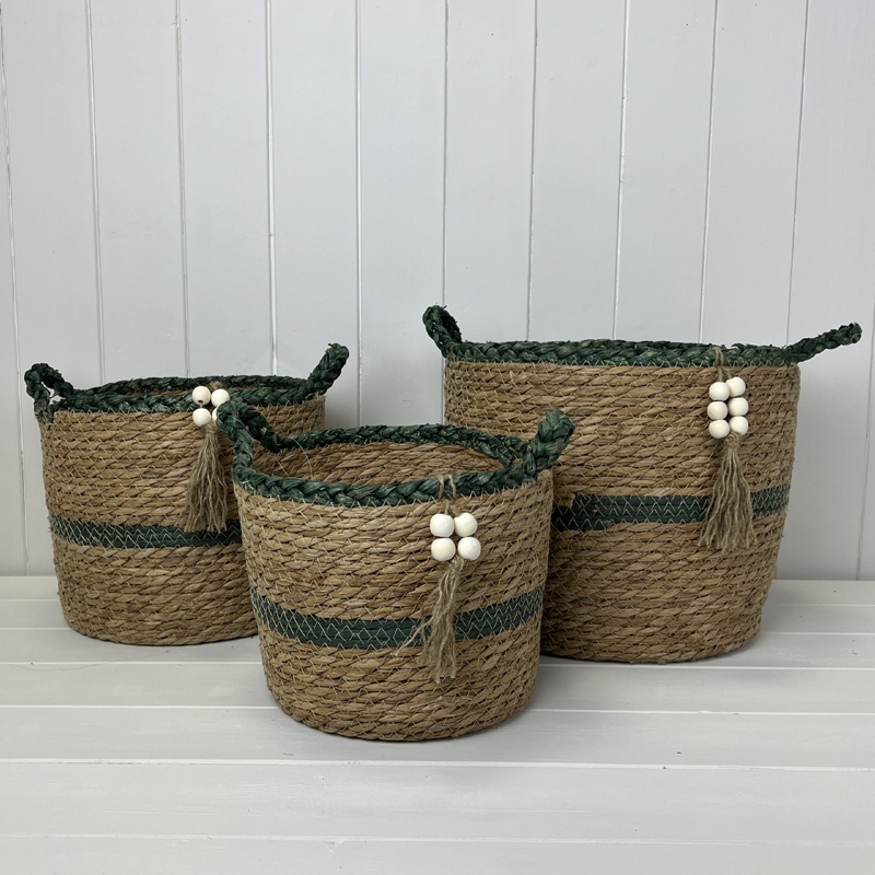 Green/Natural Seagrass Set of Three  detail page